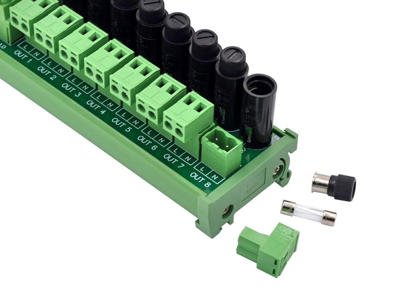 HCDC DIN Rail Mount AC 24-250V 8 Channel Pluggable Top Wiring Terminal Block Power Distribution Fuse Module, HD065VT - Image 4